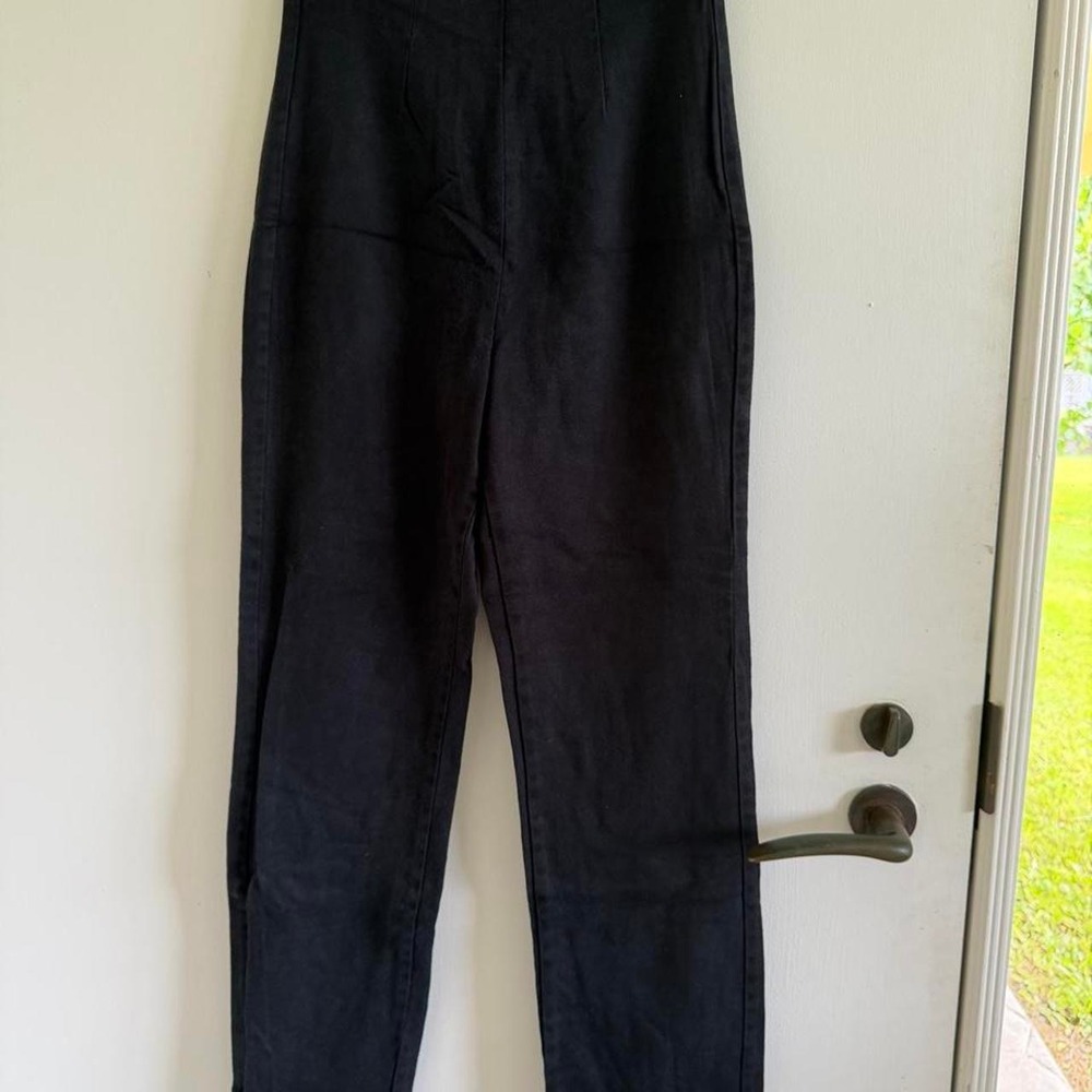 Reformation Womens High Rise Straight Leg Pants Black Size 0 Made in USA